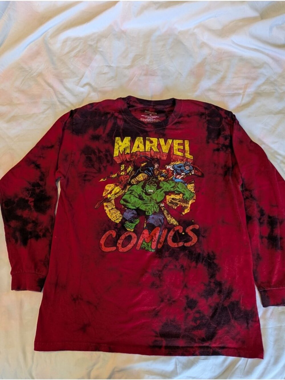 Marvel DC Comics Red Black Long Sleeve T-shirt Youth M